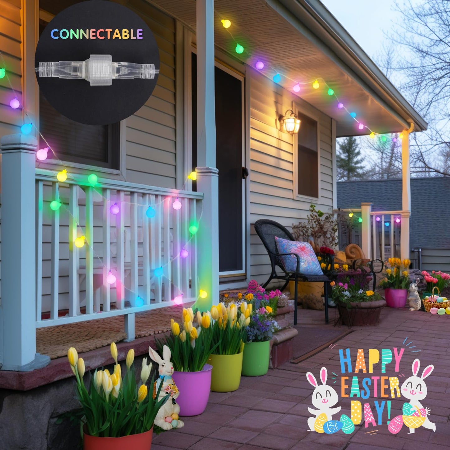 JMEXSUSS 100 LED Connectable Easter Lights String Indoor, 33 ft Globe String Lights Plug in with Remote, 8 Modes Timer Pastel Christmas Light Outdoor for Bedroom Tree Room Party Easter Decoration