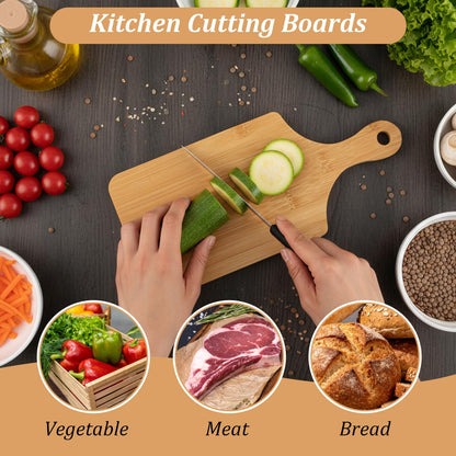 12 Pcs Bulk Bamboo Wood Cutting Board with Handle, 11" x 5" Bamboo Serving Trays for Laser Engraving, Customized Wedding Housewarming Christmas Gift Charcuterie Cheese Board