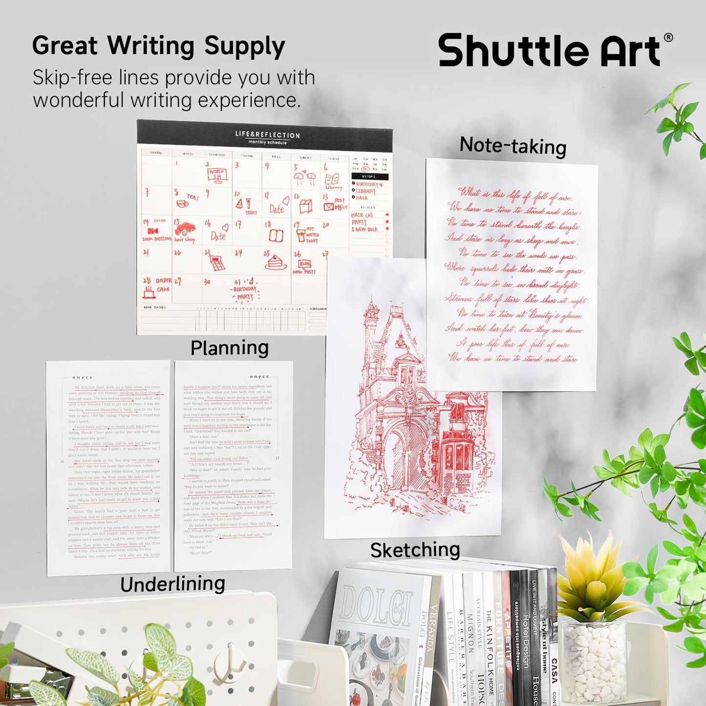 Shuttle Art Red Gel Pens, 20 Pack Retractable 0.7mm Medium Point Rollerball Red Ink Pens Smooth Writing with Comfortable Grip for Writing Journaling Taking Notes Office School Home