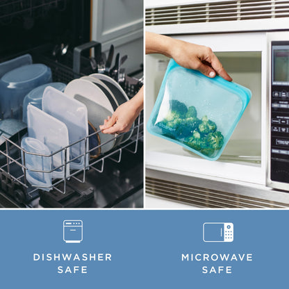 Stasher Premium Silicone Reusable Food Storage Bags, 4-Pack, Clear, Multi-Use Food Storage Bags, Lunch Bag, Travel Containers, BPA Free, Leak-free, Dishwasher-Safe, Eco-friendly