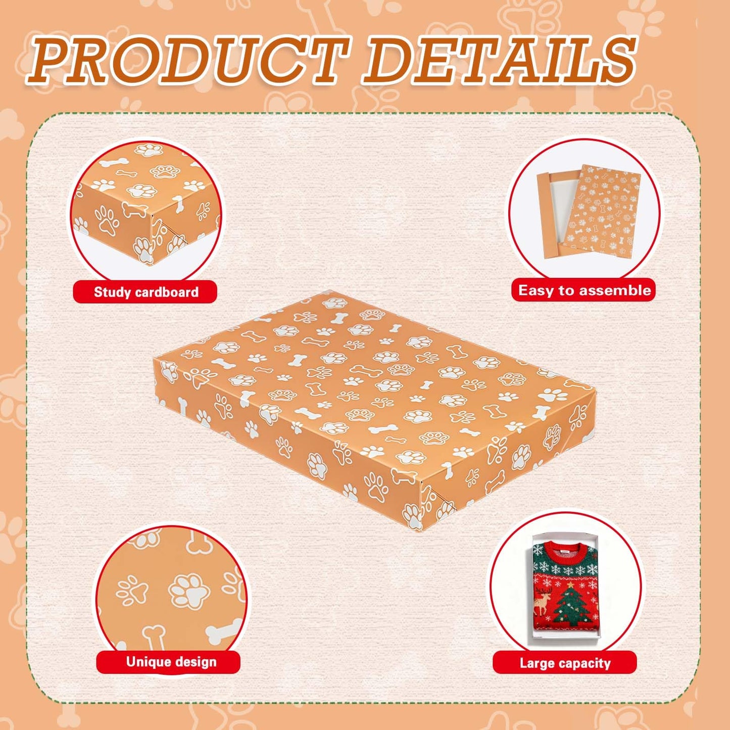 Cayivran 12Pcs Christmas Gift Boxes,14.5 * 9.5 * 2Inch Shirt Box With Lids,2 Designs Orange Blue Puppy elements Clothes Gift Boxes,Apply To Christmas Party Birthday Valentine's Day Graduation season