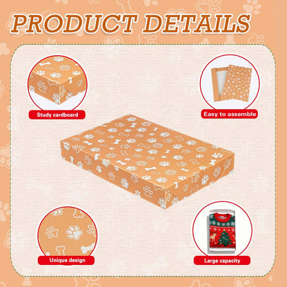 Cayivran 12Pcs Christmas Gift Boxes,14.5 * 9.5 * 2Inch Shirt Box With Lids,2 Designs Orange Blue Puppy elements Clothes Gift Boxes,Apply To Christmas Party Birthday Valentine's Day Graduation season