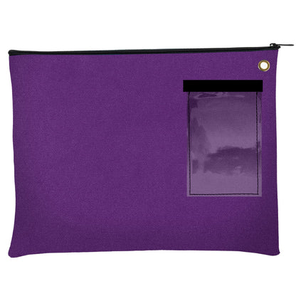 BankSupplies 14 oz Canvas Interoffice Mailer 14W x 11H Purple Transit Bag with Zipper and Grommet
