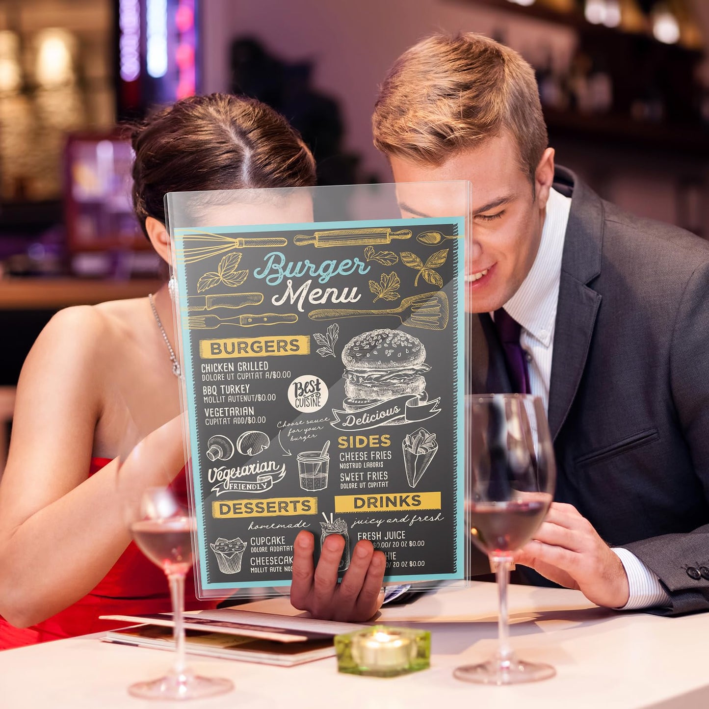 24 Pcs 11" x 17" Menu Cover, Rigid Print Protectors Double-Sided Clear Vinyl Menu Holder Heavy Duty Paper Sleeves Hard Plastic Poster Protector Sleeve for Page Sheet Photographs Document (24)