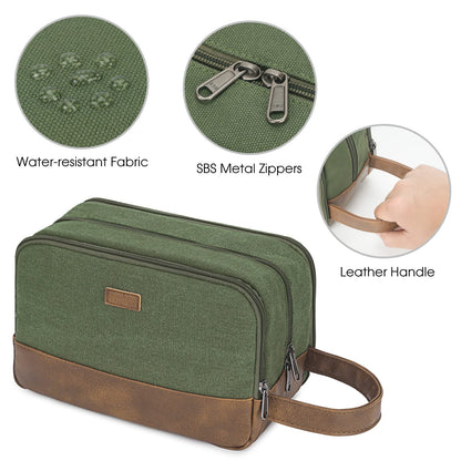 WANDF Travel Toiletry Bag for Men Large Toiletries Shaving Bag Water Resistant Hanging Dopp Kit Travel Accessories Bag for Women Men (Green)