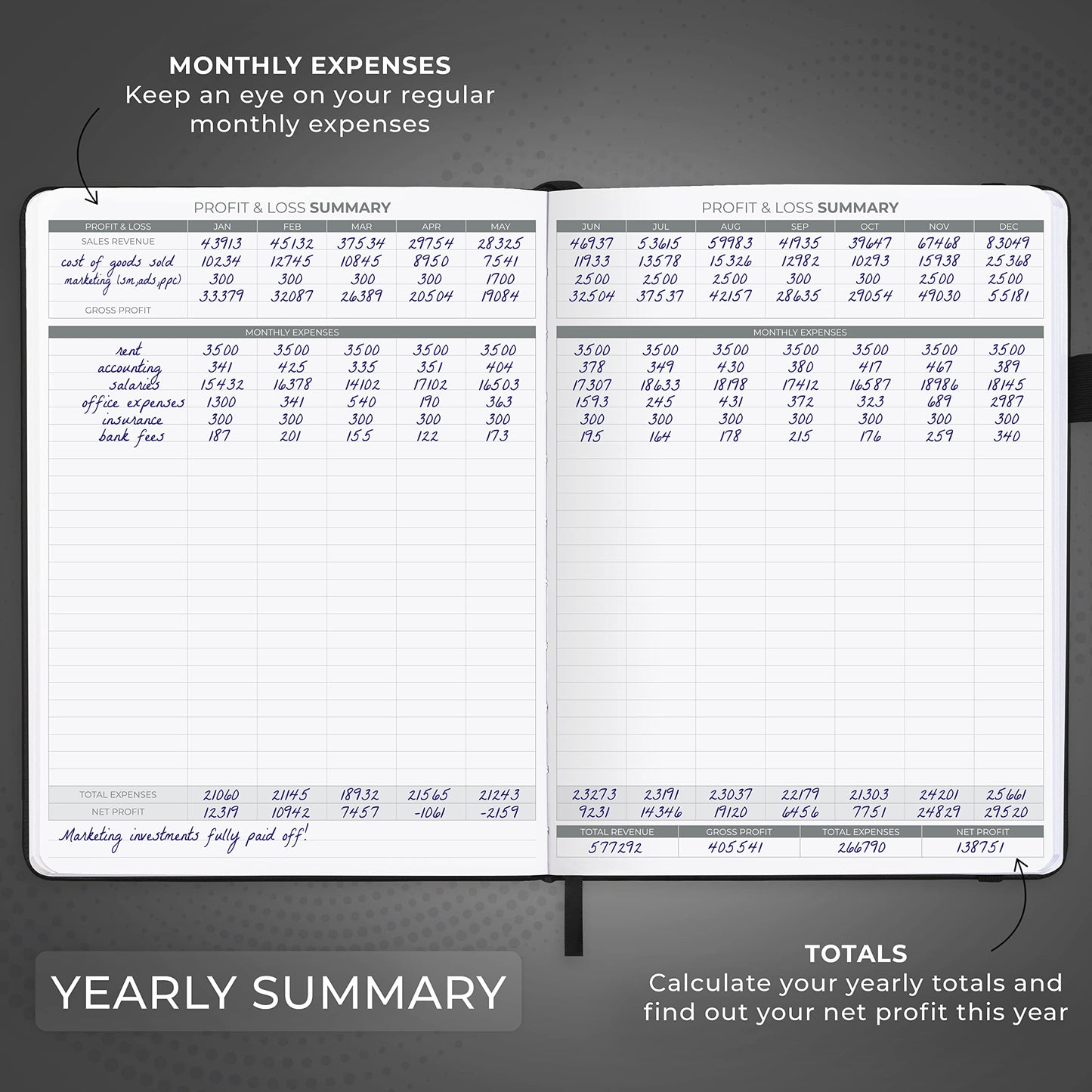 Clever Fox Income & Expense Tracker Large – Accounting & Bookkeeping Ledger Book for Small Business – 2-Year Record Notebook, A4 (Black)