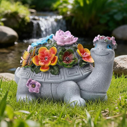 Solar Turtle Statue, Outdoor Figurine Decorations Ornament Lamps for Outside Yard, Lawn, Patio, Porch, Balcony, Housewarming Birthday for Mom Women Grandma