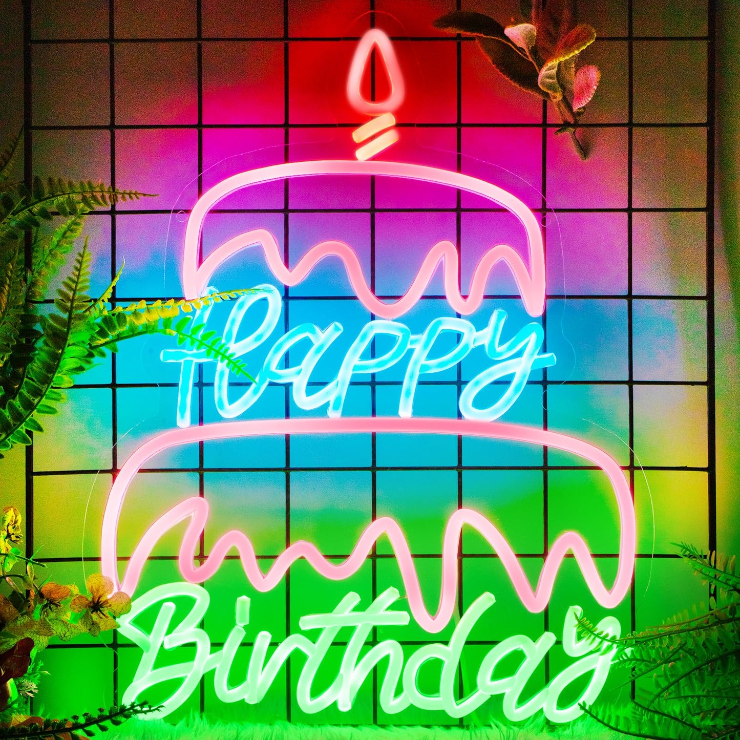 Happy Birthday Neon Sign Led Neon Lights Pink Neon Sign for Bedroom Led Sign USB Powered Neon Signs for Wall Decor Dimmable for Christmas Thanksgiving Birthday Party Girls Gifts