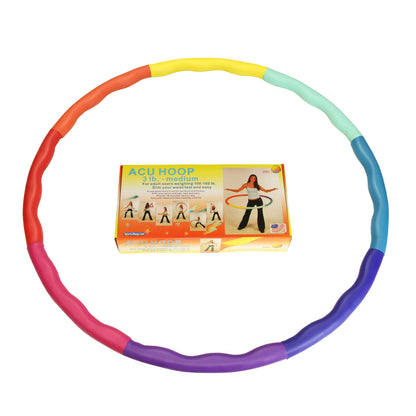 Weighted Hula Hoop, ACU Hoop 3M - 3.2lb Medium, Weight Loss Fitness Exercise Sports Hoop with Wavy Ridges (Rainbow Colors)