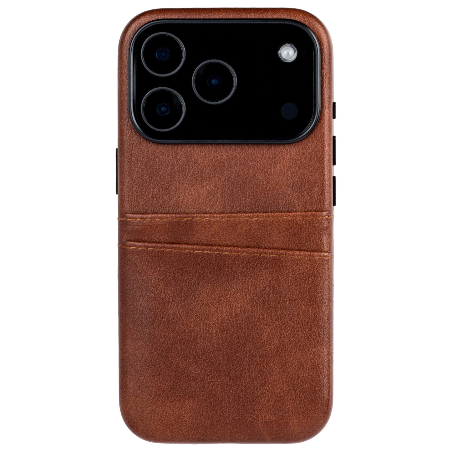 Dockem Card Case for iPhone 17 Pro with Magnetic Mounting Plate, Camera Control Button, Wallet with 2 Holder Slots: M2 Exec Premium Synthetic Leather (Brown)