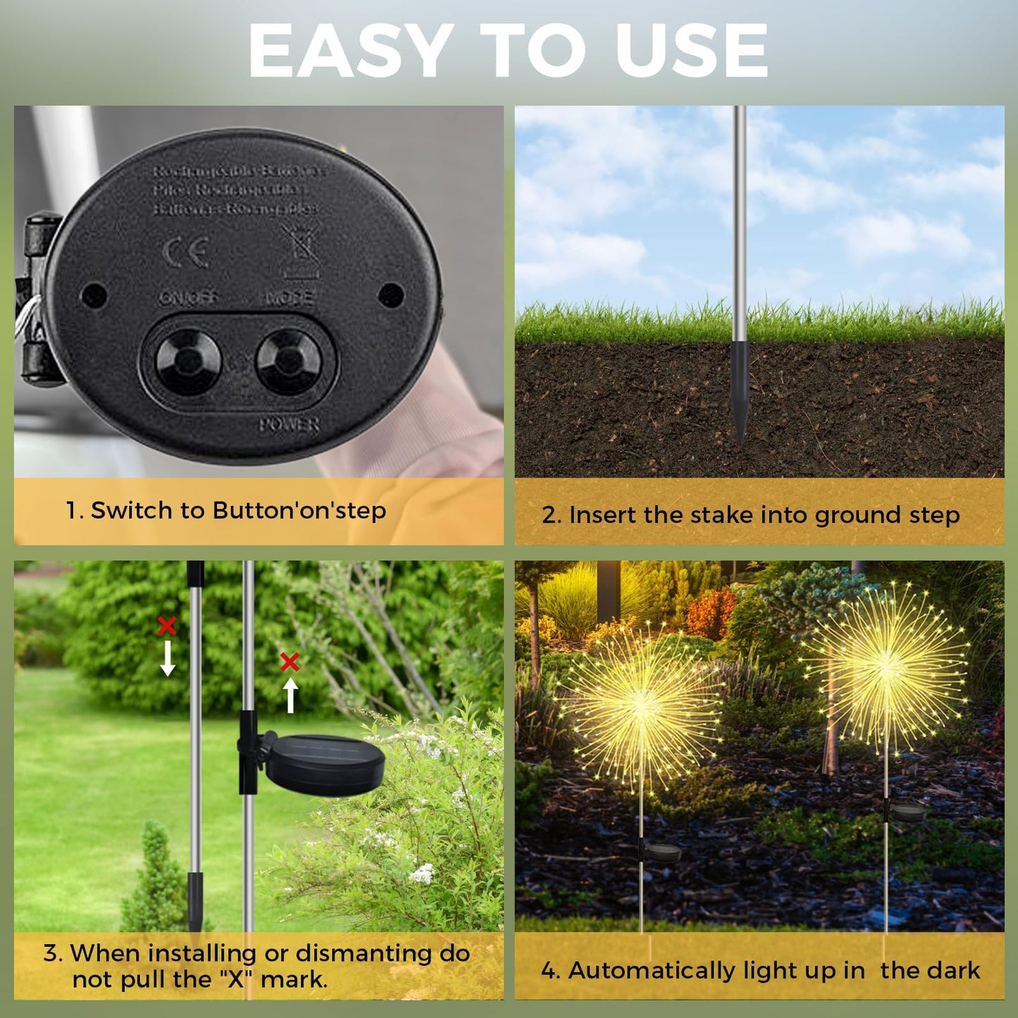 Banax Solar Garden Lights Outdoor Decor 2 Pack Christmas Lights 150 LED Solar Powered Stake Lights for Lawn, Garden, Pathway, Yard & Holiday Decorations(Warm White)