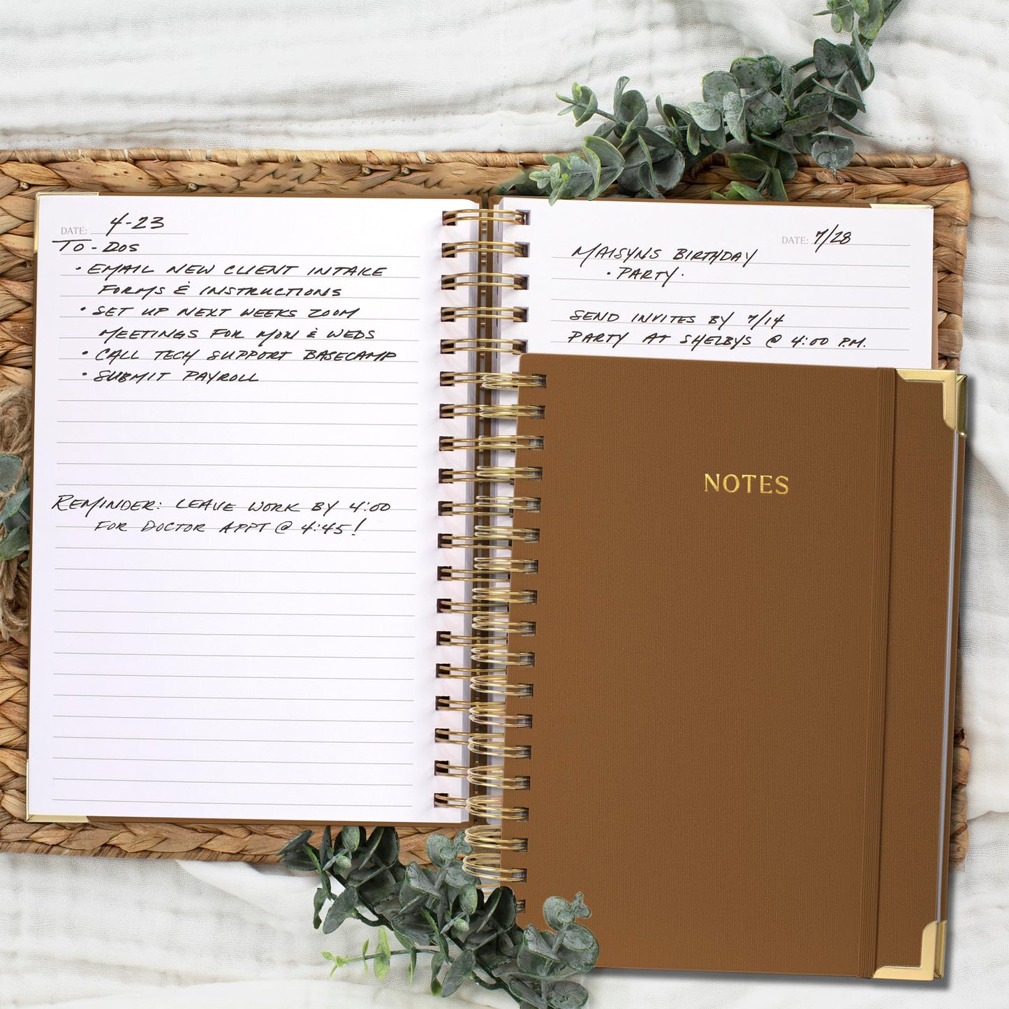 Aesthetic Thick Spiral Notebook Journal For Women in B5 Format - Stylish Linen Hardcover College Ruled Note Book w 300 Lined Pages - Cute Supplies For Bible Study & Staying Organized at Work or School