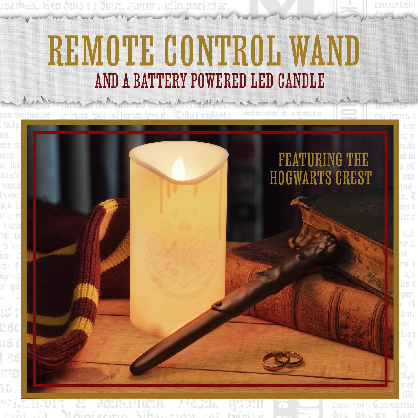 Paladone Harry Potter Hogwarts LED Candle with Wand Remote – Officially Licensed Wizarding World Merchandise, Battery-Powered Candlelight for Themed Events