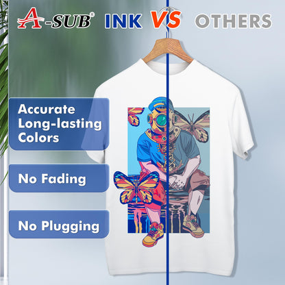 A-SUB 480ML Sublimation Ink Refill Compatible with ET-2720 ET-2760 ET-4760 ET-2800 ET-2803 ET-2850 ET-3760 WF-2830 WF-7710 Inkjet Printers for Heat Transfer Mug, Tumbler, T Shirts