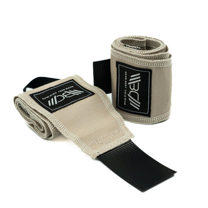 WARM BODY COLD MIND - Premium Cotton Weight Lifting Wrist Wraps for Cross Training, Powerlifting, Deadlift, Weightlifting, Gym, Wrist Straps, Workout, Fitness, Heavy-Duty Support (Light Beige)