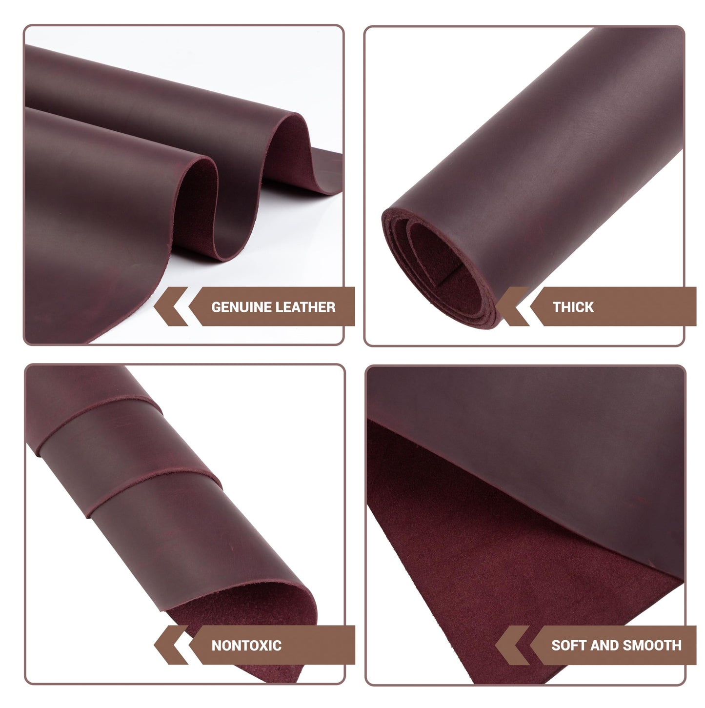 Shkira 12''X24'' Genuine Red Leather Sheets for Crafts - Square - 2.0MM Thick Genuine - Thick Cowhide Pieces Square - Leather Sheet for Arts and Crafts