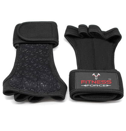 FITNESS FORCE Ventilated Weightlifting Gloves Workout Gloves for Men & Women with Built-in Wrist Wraps Fingerless Gym Gloves for Men Perfect for Exercise Fitness, Weight Lifting, Cross Training