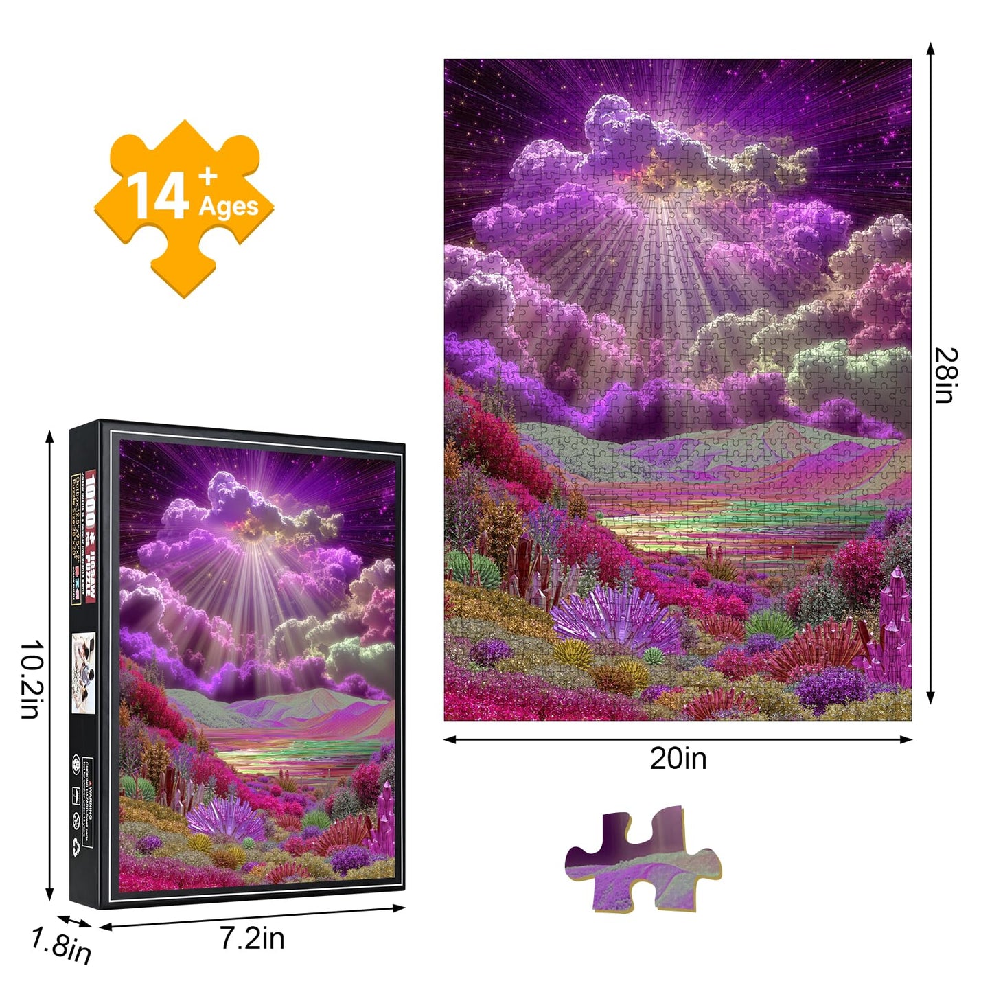 1000 Piece Jigsaw Puzzle, Magical Purple Crystal Fantasy Landscape