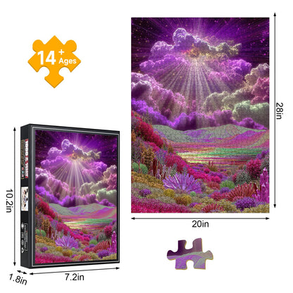 1000 Piece Jigsaw Puzzle, Magical Purple Crystal Fantasy Landscape