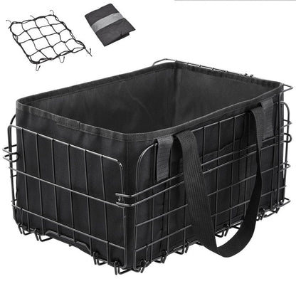 Zacro Bike Basket Rear Large Folding Metal Bicycle Ebike Basket, Quick Release Design for Adult Women/Men Carrying Dogs, Pets, Fruit & Grocery