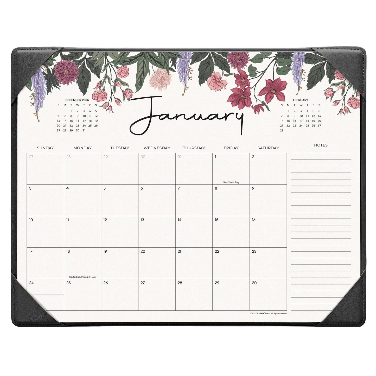 Cabbrix Desk Calendar 2026 with Desktop Mat, Desk Pad Calendar 15"x 12" From January 2026 to June 2027, Desk Calendar for Home Office and School, Easy Planning, Black