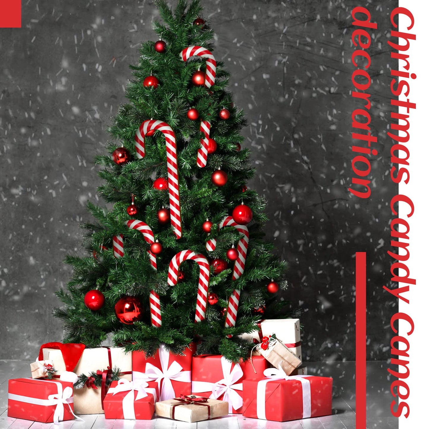 Large Size 8 Pcs 11.8 Inch Christmas Large Candy Canes for Tree Decorations Red and White Giant Candy Cane Props Bulk Xmas Hanging Ornaments Rustic Wood Flat for Party Supplies DIY Crafts Photoshoot