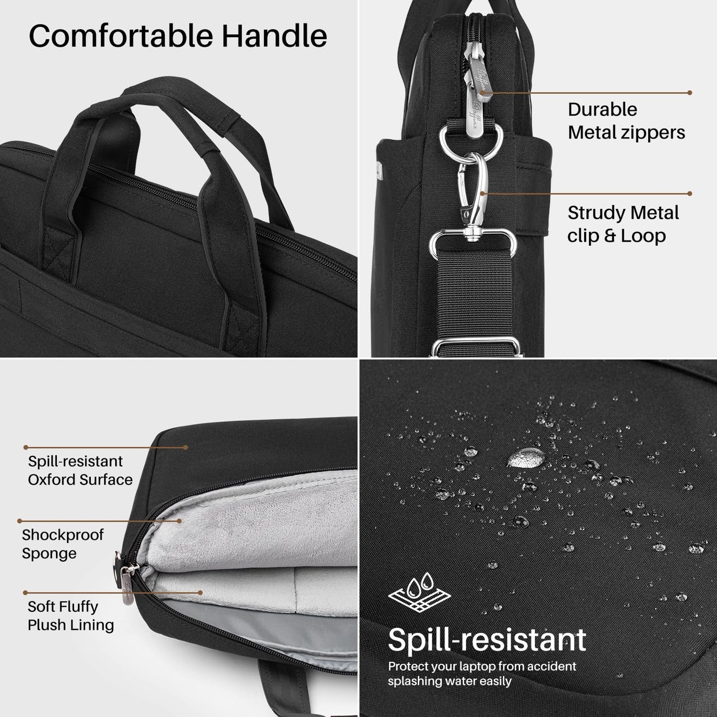 BAFFINA Laptop Shoulder Bag 15.6 16 Inch Business Gifts for Men Women,Laptop Briefcase for 14“ 15” 16“ MacBook/Notebook Hp Dell Asus,Waterproof Computer Carrying Case Messenger Bag with Strap,Black