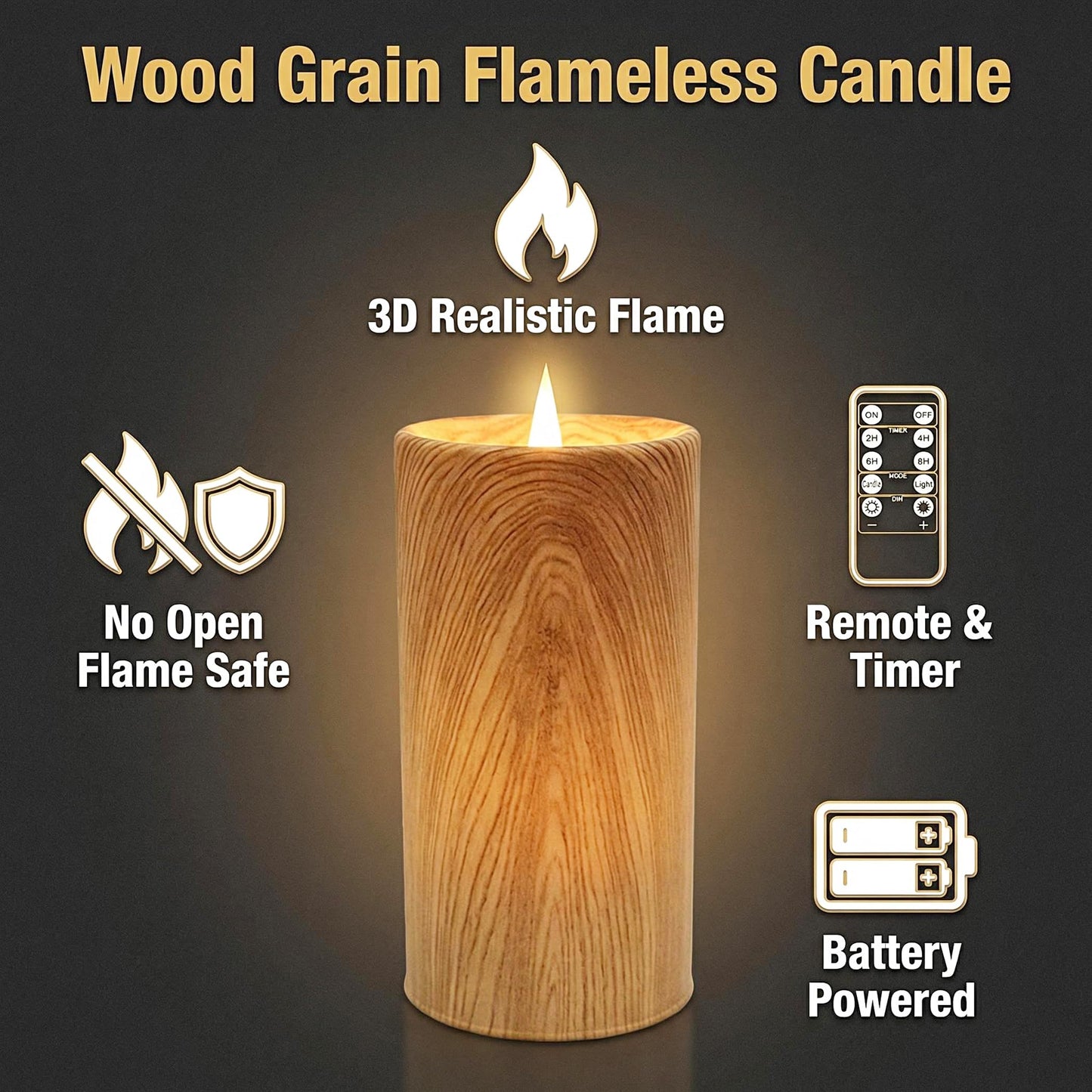 CFDECOR Flameless Candle with Timer,Battery Operated Flickering Led Candles with Remote,Realistic 3D Moving Flame Pillar Candles,Scalloped Edge,Real Wax Candles for Holiday,Home Decor (Brown)