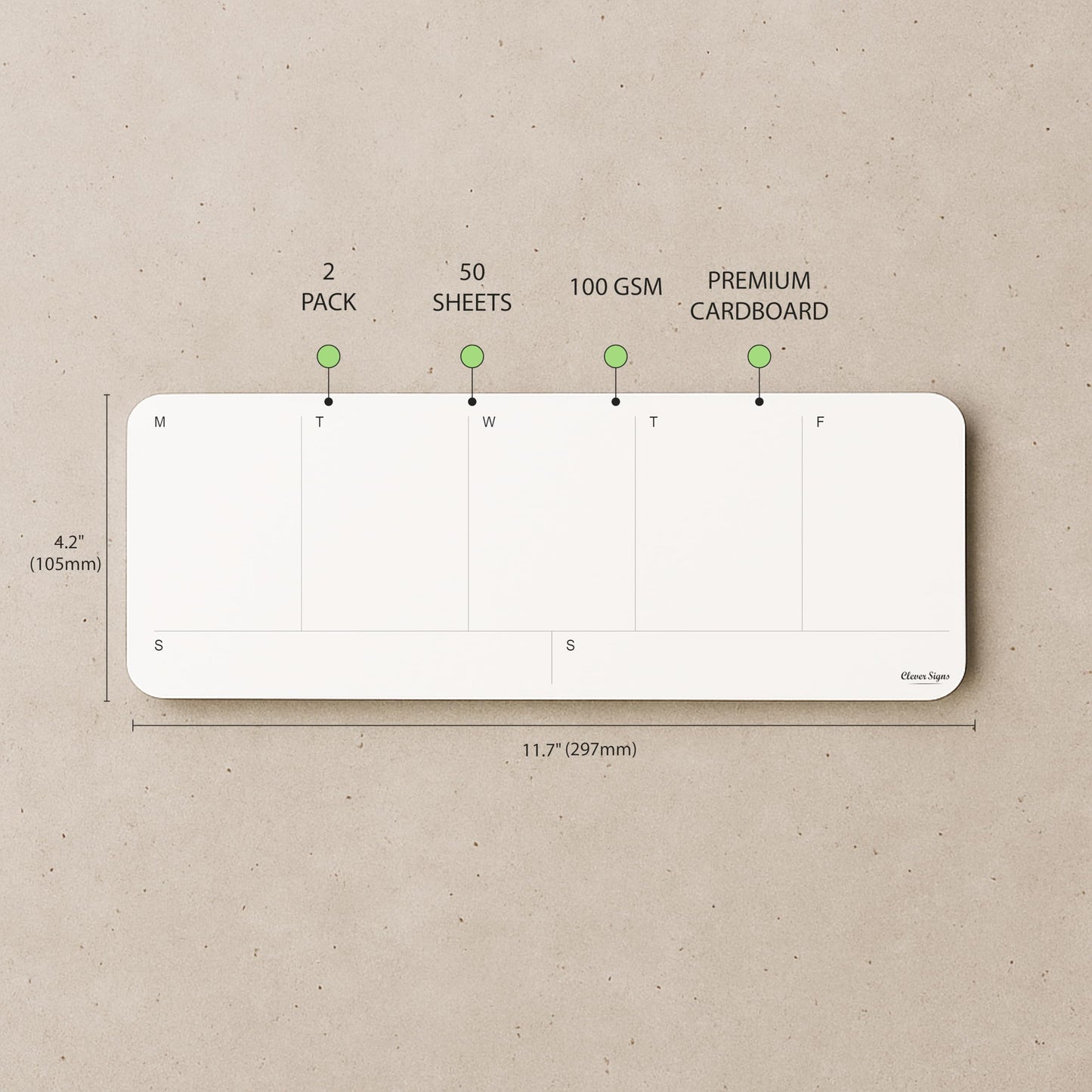 Weekly Planner Pad, Weekly To Do List Notepad, Tear Off Undated Weekly Planner Notepad, 2 Pack, 50 Sheet Each, 4,2" X 11,7", Premium Thick Paper with Cardboard Back Support, Weekly Desk Planner by CLEVER SIGNS