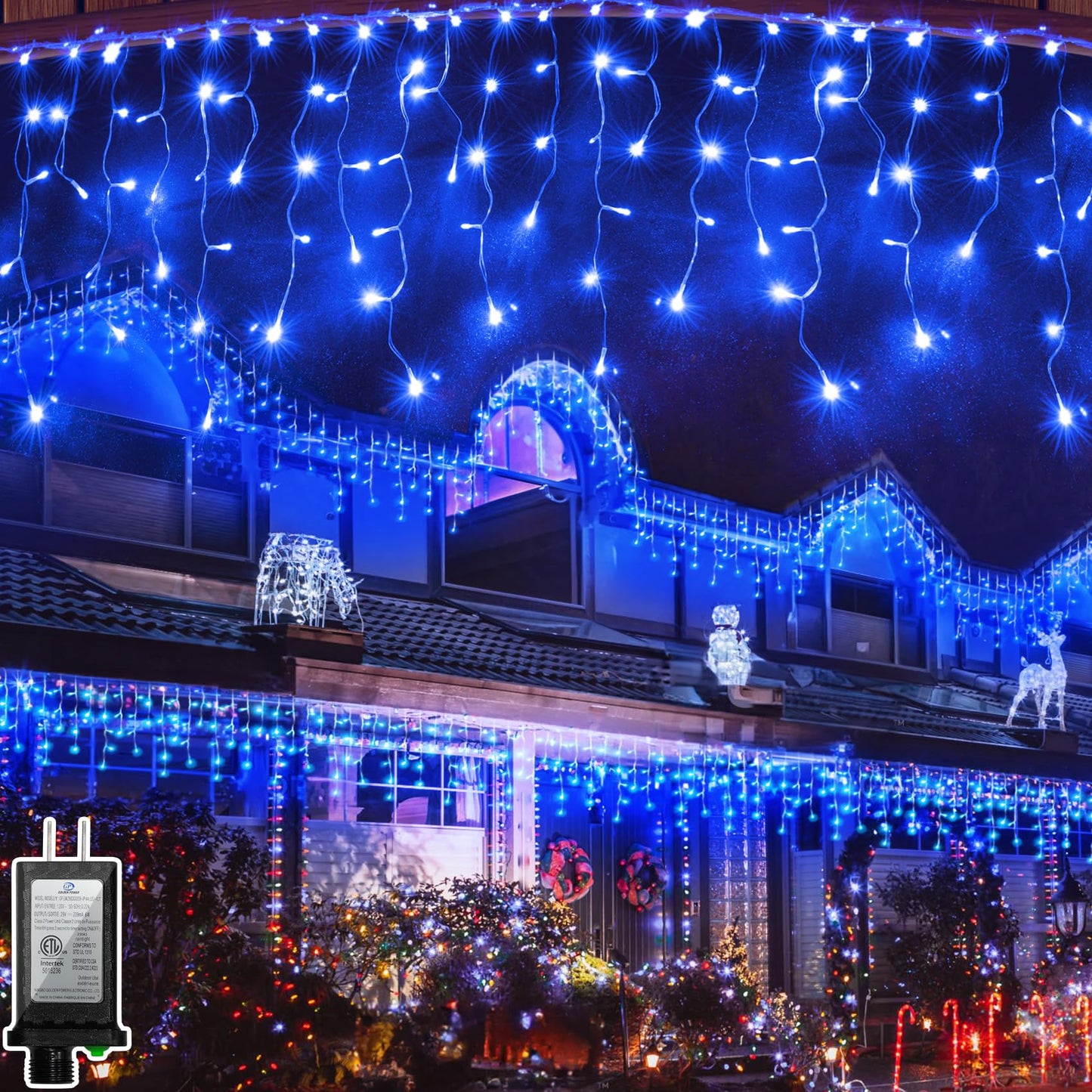 WUXYIYANG 132FT 1332 LED Outdoor Christmas Lights - 296 Ice Drops, 12 Pro Modes with Timer Memory & Brightness, Waterproof Hanging Ice String Light for Holiday Wedding Garden Fence House Decor (Blue)