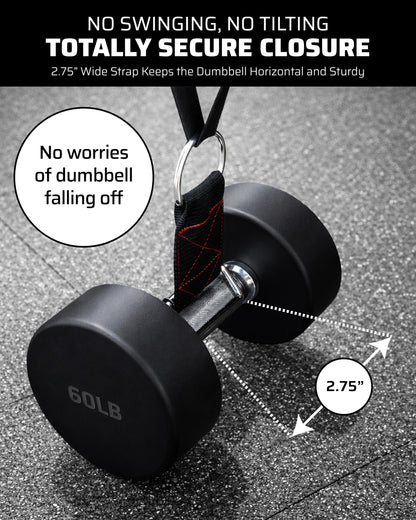THEFITGUY Dumbbell & Barbell Loading Straps | Attachment Straps for Dips, Pullups, Squats | Ultra Strong, Heavy Duty & Secured | Attach any Dumbbell & Barbell to any Dip Belt | 8” & 6” Straps Included