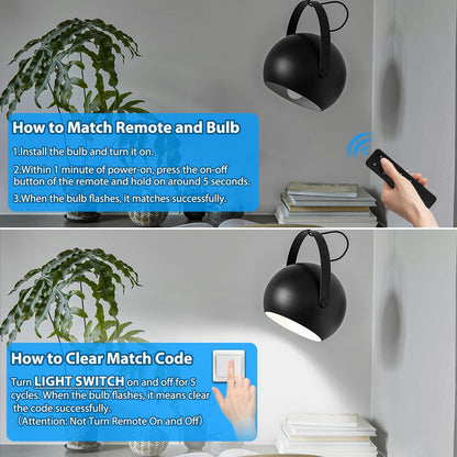 TOBUSA A19 LED Light Bulbs with Remote, 9W LED Bulbs 60W Equivalent, 3000K-6000K Dimmable Bulbs with E26 Base, 900 Lumens Light Bulbs with Timing, Memory Function, Ideal Lighting for Home, 2 Packs
