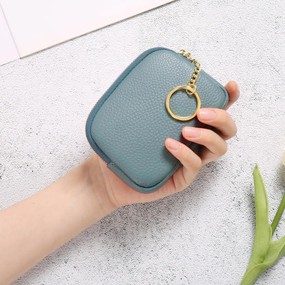 SENDEFN Mini Coin Purse Soft Leather Small Coin Pouch Purses Women Zipper Pocket with Key Ring