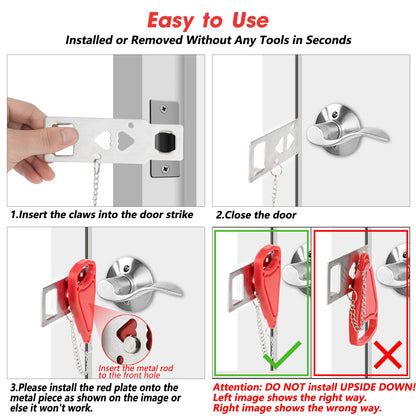 AceMining Portable Door Lock Home Security Door Lock Travel Lockdown Locks for Additional Safety and Privacy Perfect for Traveling Hotel Home Apartment College