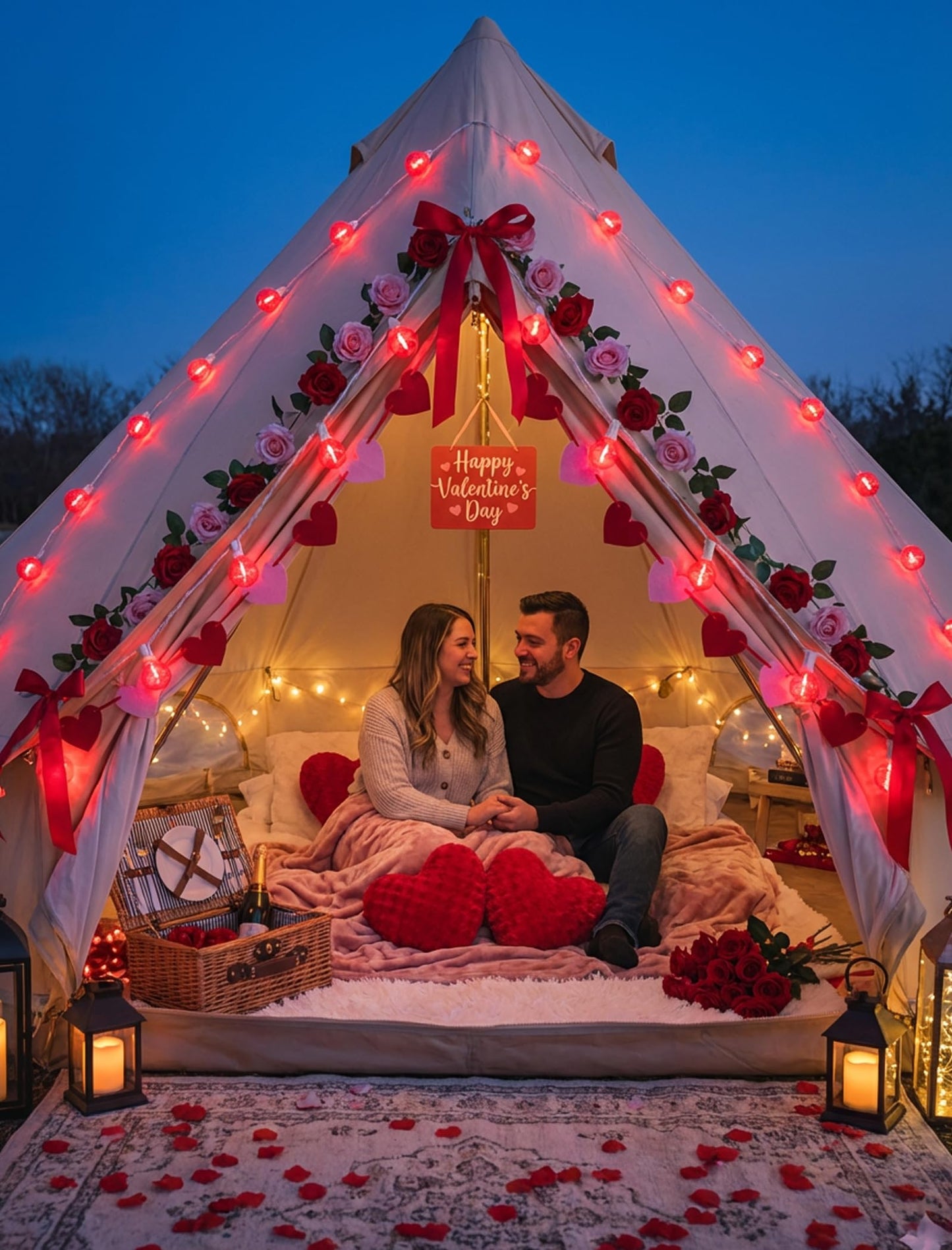 50Ft G40 LED Valentine's Day String Lights Outdoor, Valentines Decorations Lights with 27 Red Shatterproof Globe Bulbs, Hanging Patio Lights for Outside Wedding Backyard Porch Roofline, White Wire