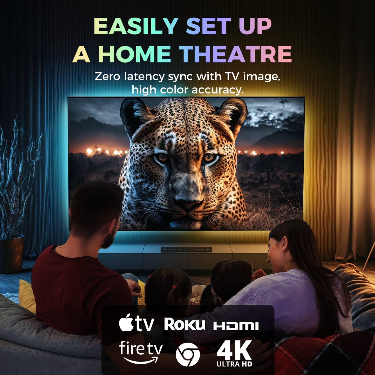 MG Smart HDMI Sync Box, RGBIC LED Backlight for 55-85 inch TVs, Immersion Light Strip for Games/Movies, Supports 4K@60Hz, Dolby Vision and HDR, Works with Alexa & Google Assistant, Video & Music Sync