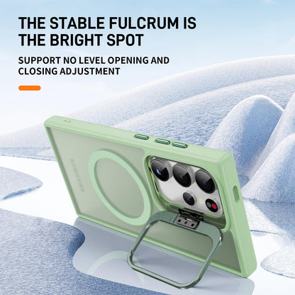TORRTOWAY for Samsung Galaxy S24 Ultra Case with Magnetic Compatible with MagSafe Built-in Kickstand Stand Shockproof Protective Cover for Galaxy S24 Ultra Phone Case (Light Green)
