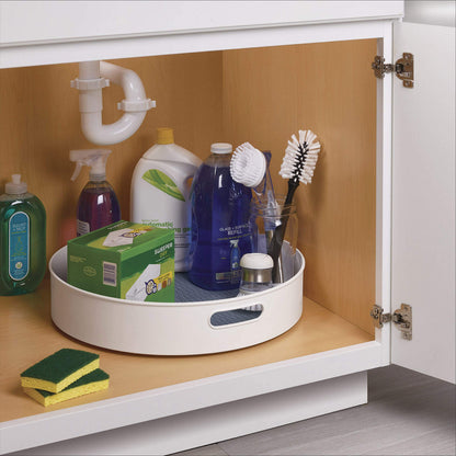 Copco Under-Sink Pantry and Cabinet Organizer, 18-Inch, Revolving Storage Solution, White and Gray