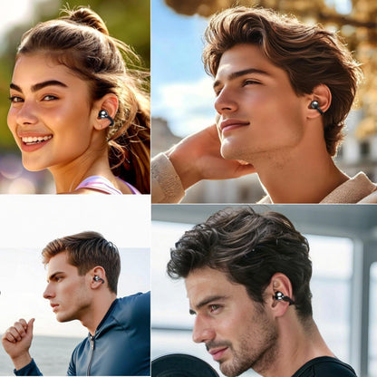 Clip On Earbuds Touch Screen,Wireless Open Ear Headphones with Bluetooth 6.0，50h Battery Life，Lightweight Comfort Sport Earbuds Built-in Mic IPX7 Waterproof Earphones for Running Fitness,black