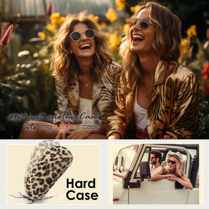 MyEyeglassCase - Premium Leopard Animal Print Hard Shell Sunglass Case with Microfiber Pouch & Cleaning Cloth - Glasses Case - Medium to Large Eyeglass Case for Men and Women (AS87 Leopard white)