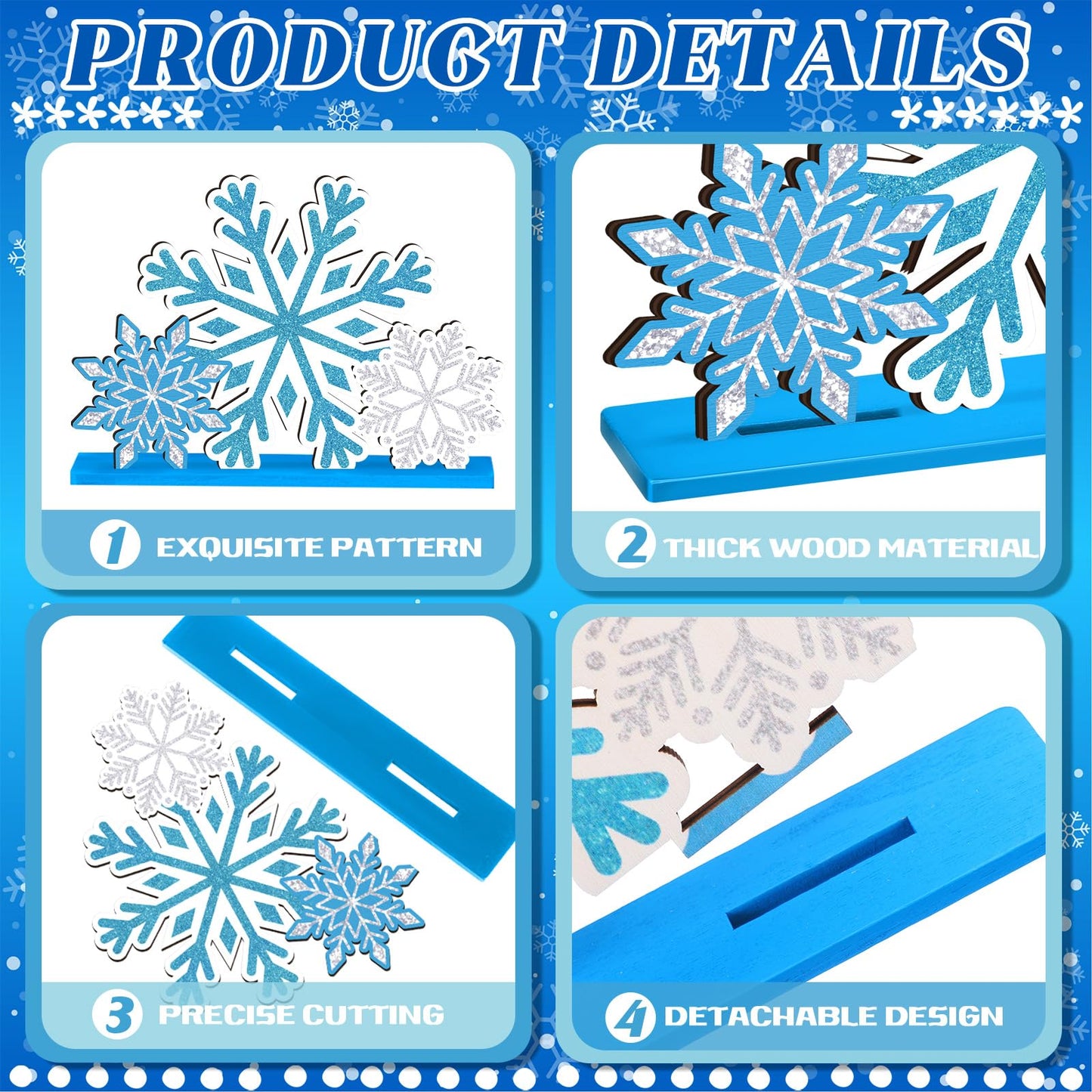Shellwei 6 Pcs Winter Party Table Decorations Snowflake Snowman Wooden Centerpieces Winter Let It Snow Party Baby is Cold Outside Decoration for Christmas Baby Shower Supplies