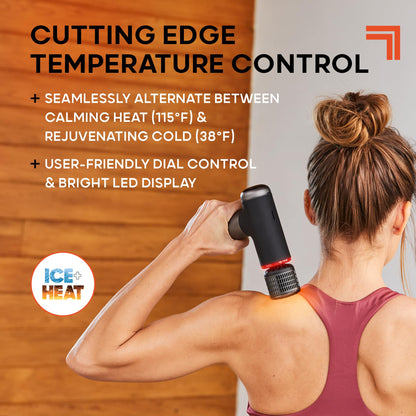 Sharper Image® Powerboost® Pro+ Hot & Cold Compact Deep Tissue Massage Gun - 6 Speed, 4 Attachments, Travel Case| Heat & Cold Therapy| Lightweight Shoulder & Back Massager| Fathers Day Gift for Dad