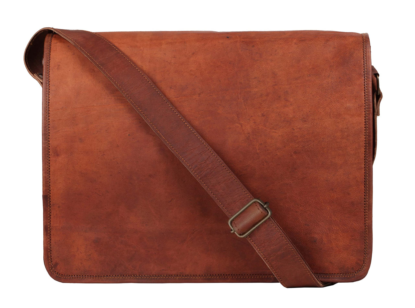 RUSTIC TOWN 15 inch Vintage Crossbody Full Grain Leather Laptop Messenger Bag