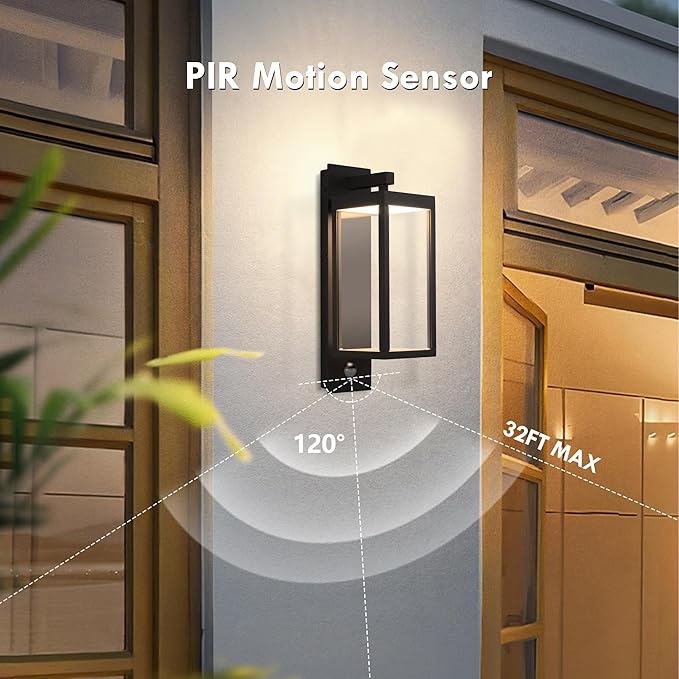 Lustrlach Motion Sensor Outdoor Light Fixtures Wall Mount,Exterior Wall Sconce, Porch Light, Garage Lights, Waterproof Motion Lights for Outside, Garden, Front Door