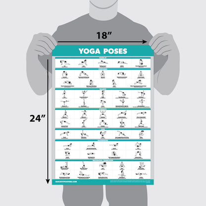 QuickFit 3 Pack - Yoga Poses + Stretching Exercises + Pilates Mat Work Poster Set - Set of 3 Workout Charts (Laminated, 18" x 27")