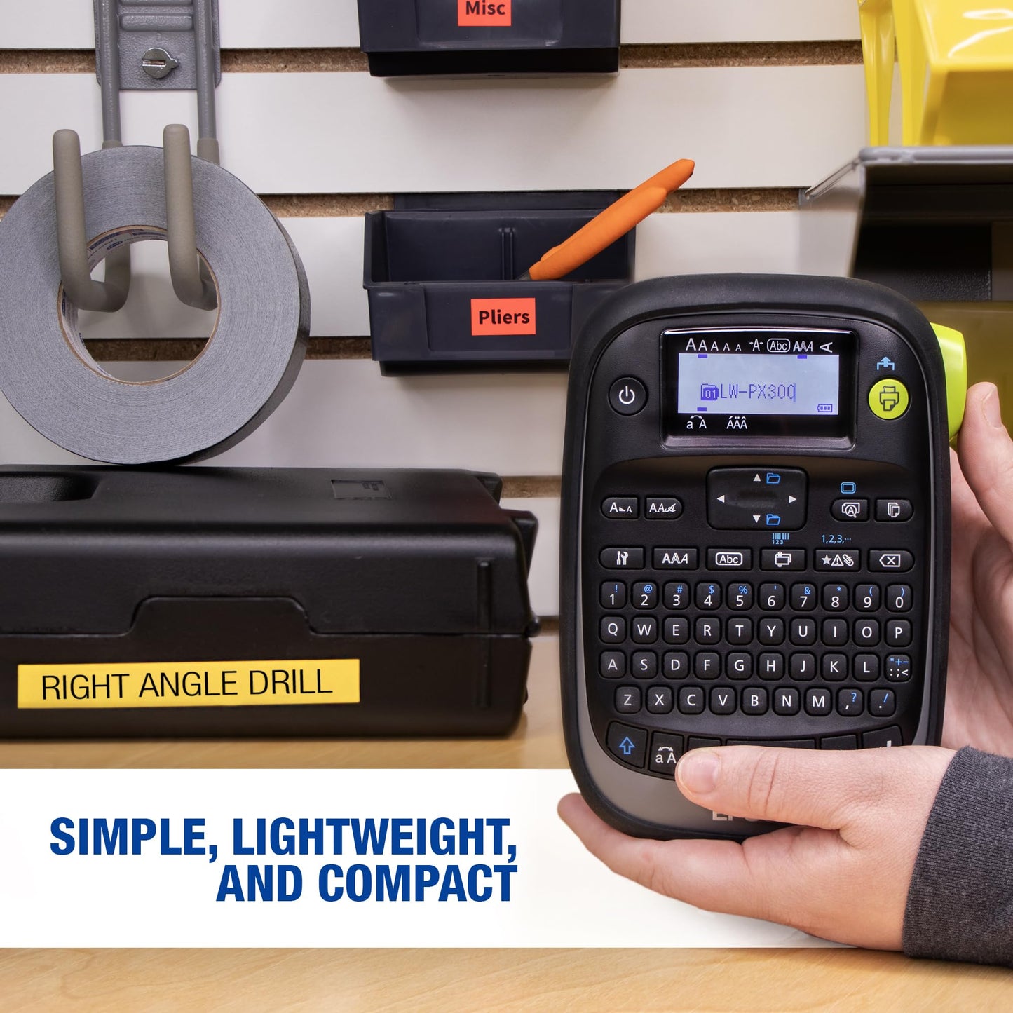 LABELWORKS Epson LW-PX300VP Industrial Label Maker Complete Kit - with Accessories, Sticker Labels, Magnetic Tape Compatible, Only Uses 203 & 205 Shrink Tube Tapes, Portable Handheld Printer