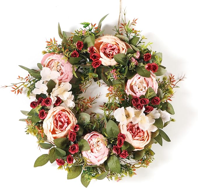 Floral Wreaths Spring Wreaths for Front Door, Artificial Handmade Front Door Wreaths Summer Wreaths for Front Door Windows Wreaths Inner Room Wreath Home Deco.