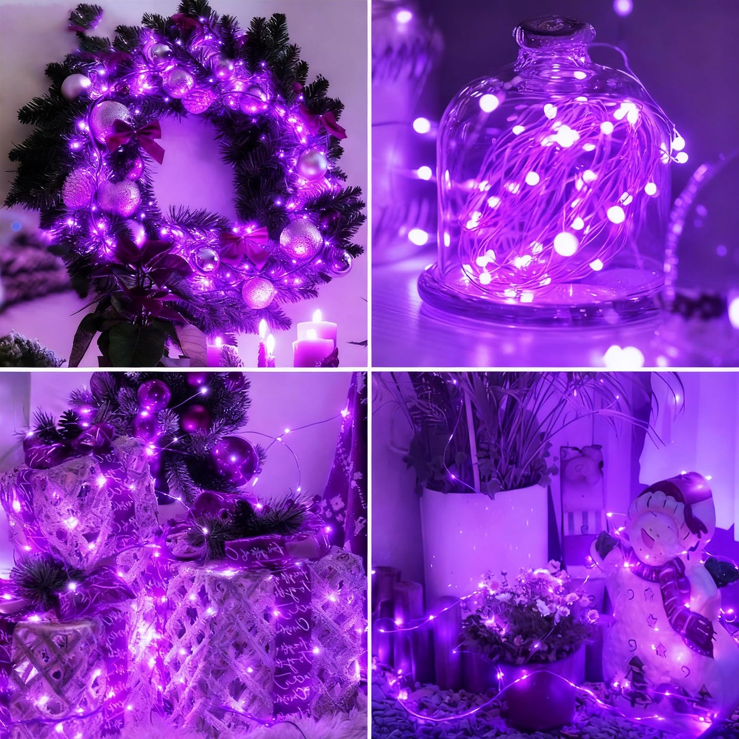 Fairdeer 12 Pack Fairy Lights Battery Operated - 7ft 20 Led Twinkle Lights 3 Modes, Bulk Mini String Lights Waterproof for Halloween Holiday Mason Jars DIY Party Decoration Christmas-Purple