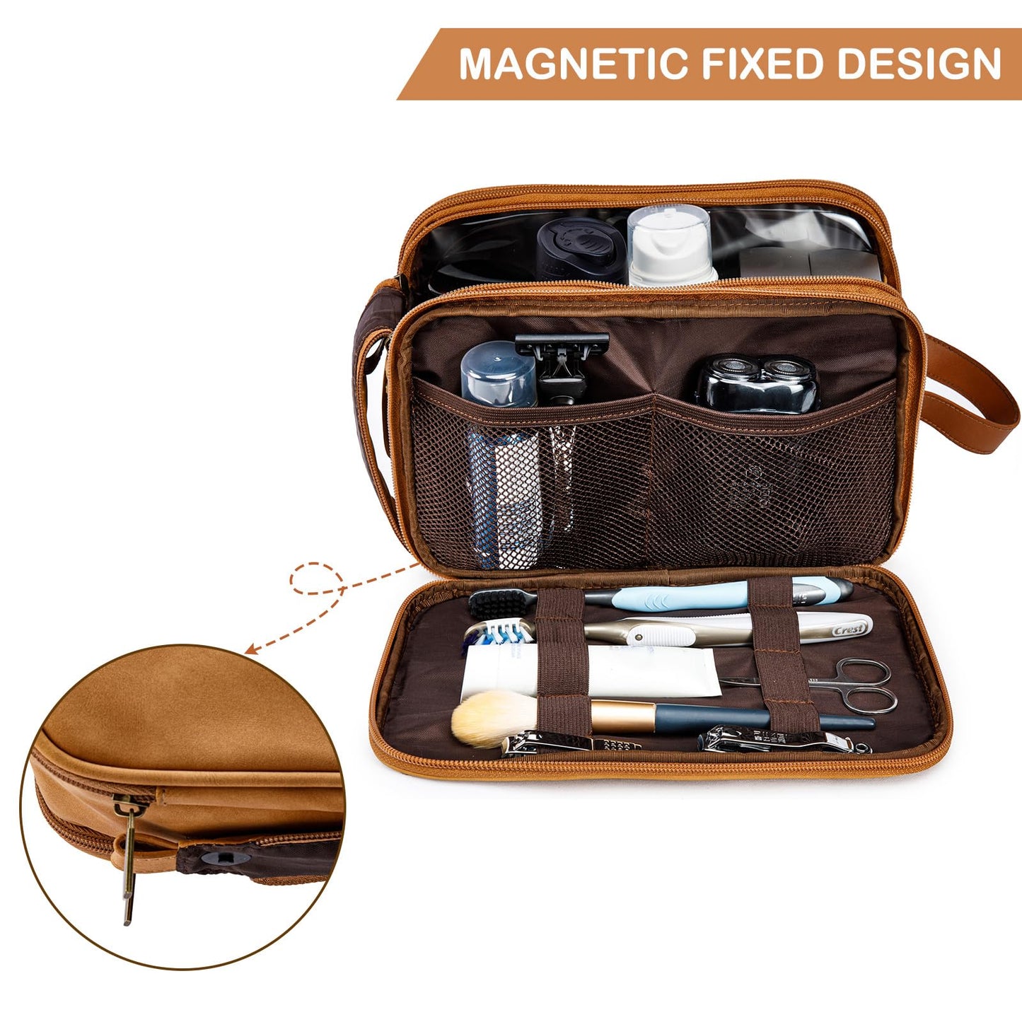 BAGSPRITE Large Toiletry Bag for Men, Women Travel Bag with Hanging Hook, Water-resistant Makeup Cosmetic Bag Shaving Kit Organizer, Bathroom Bag for Traveling