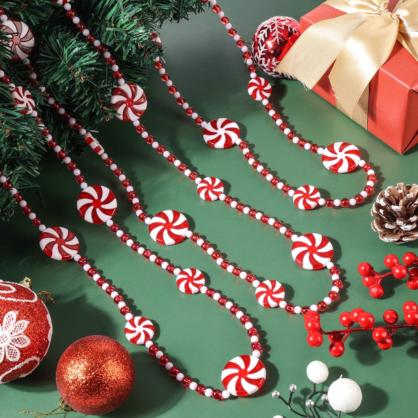 TFTAFAN 29.5ft Plastic Christmas Candy Cane Garland, Red & White, 21pcs, 354in, Artificial, Non-Lighted, Ideal for Christmas Tree, Fireplace, Indoor Decor